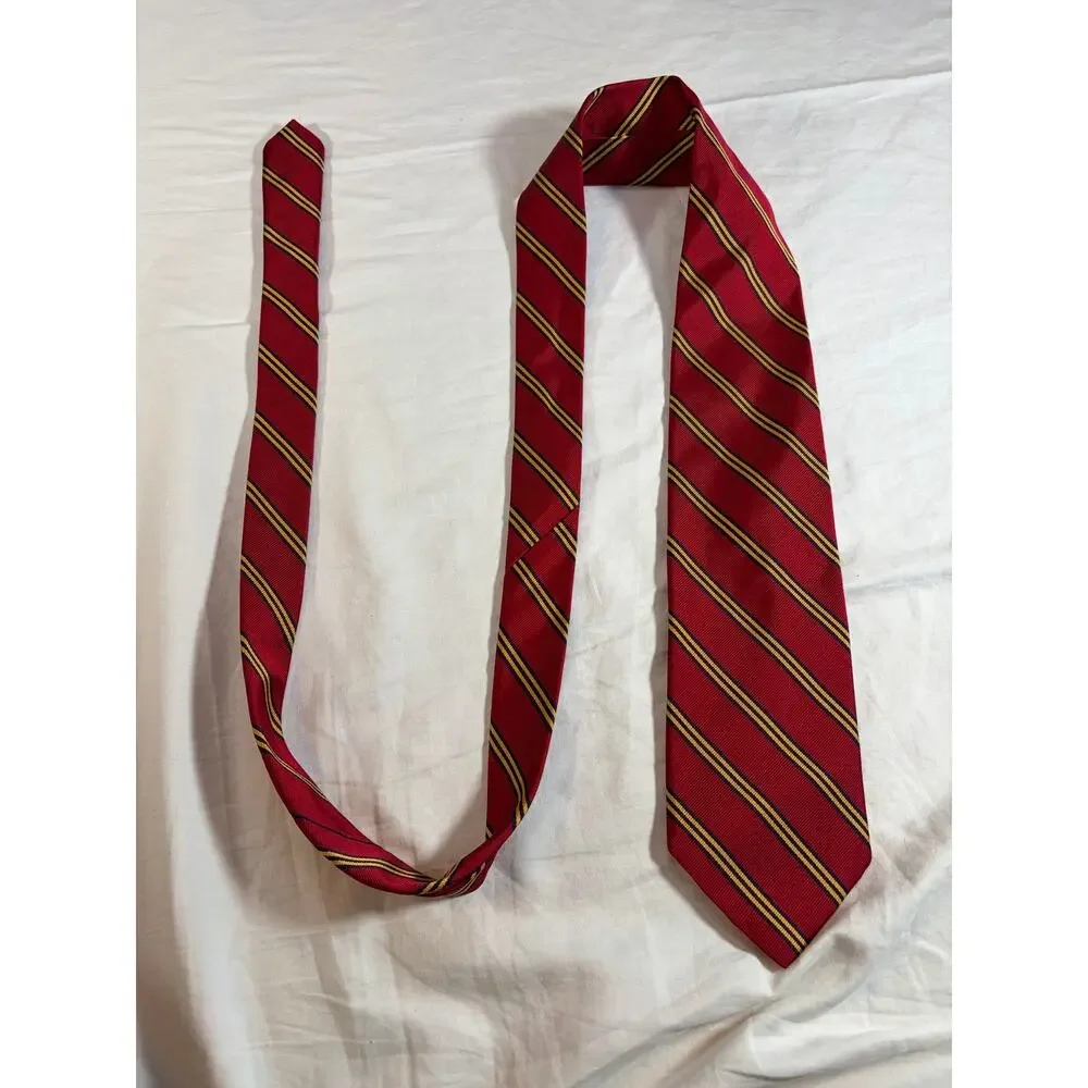 VTG Brooks Brothers 100% silk tie. Red with yellow, navy stripes. career